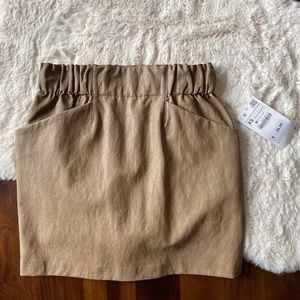 ZARA Basic Faux Leather Skirt in Tan